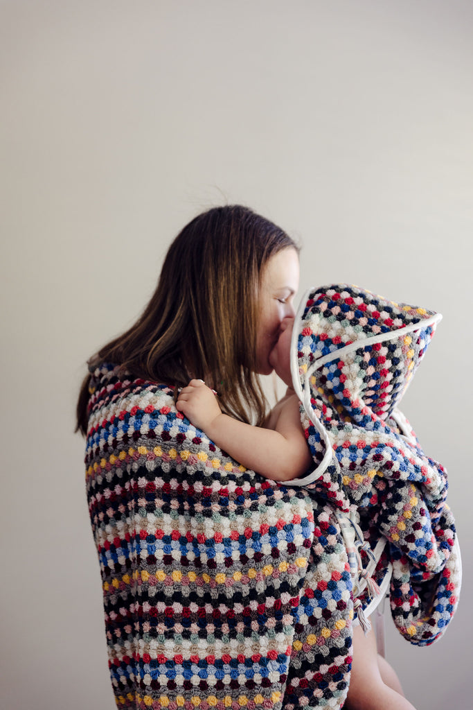 Mummy & Me Bath Set - Multicoloured Pompom Towels - Miss April Towels