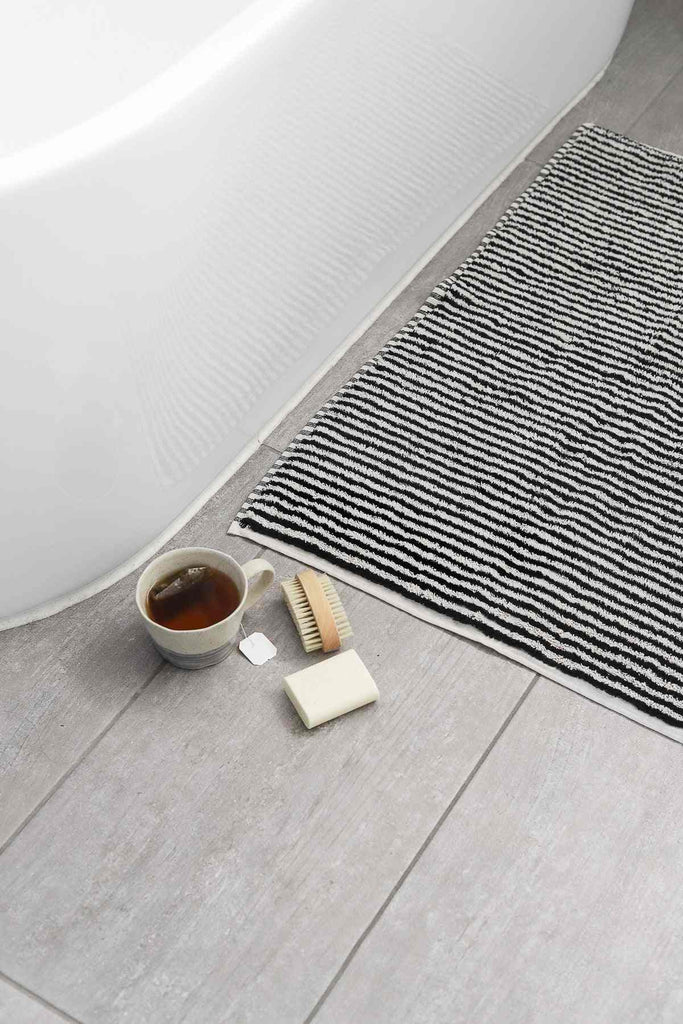 Black and white striped luxury Turkish cotton bathroom towel set