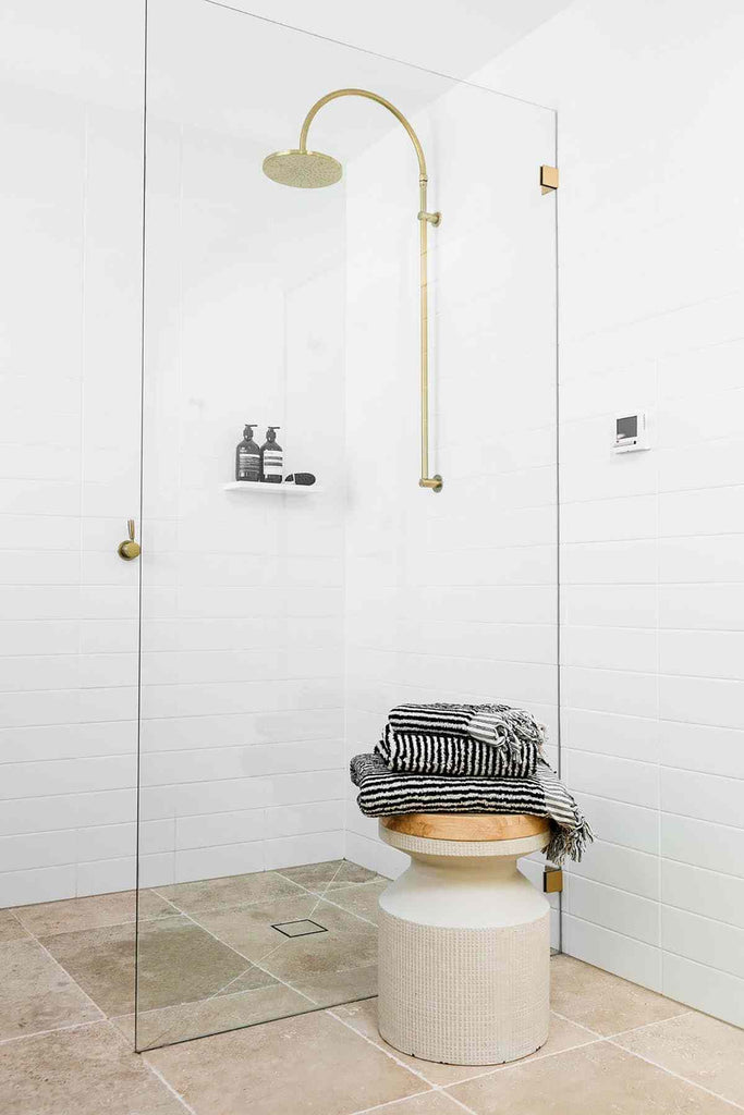 black and white striped bathroom set with Turkish cotton towels
