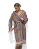 Vibrant Candy Pompom Bathrobe made of 100% Turkish cotton with colorful pompoms