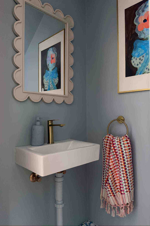 Multicolor confetti bathroom towel set with artisan tassels