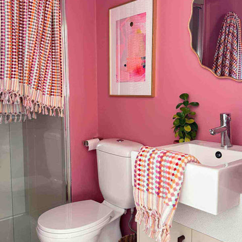 Multicolor confetti hand towel set with artisan tassels