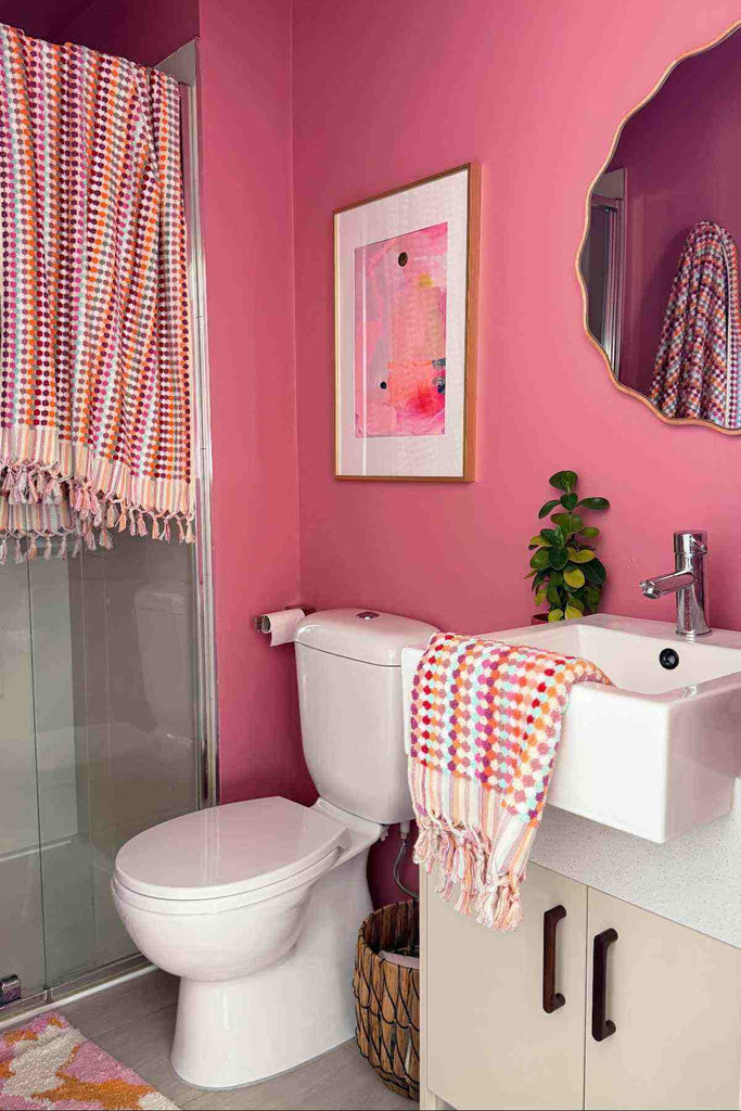 colorful handmade turkish cotton confetti bathroom towel set with tassels