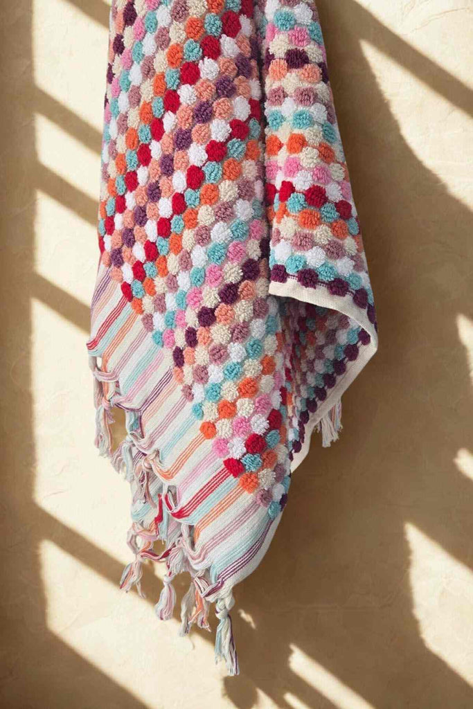 colorful confetti bathroom towel set with tassels