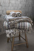 Eucalyptus Bathroom Set in plush Turkish cotton with a multicoloured green, blue, grey and white woven pattern and tassel trim