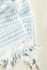 pale blue pompom bathroom towel set with coastal design