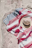 Pink and denim blue Flamenco Turkish towel with tassels