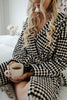 Black and white pompom bath robe made of Turkish cotton with tassel details