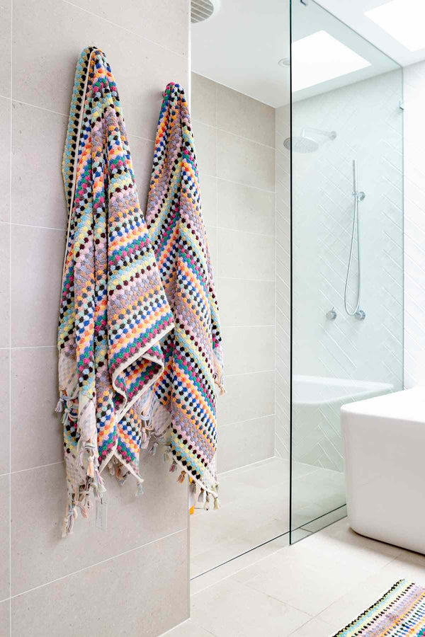 Pompom Turkish Cotton Bath Sheet Candy with colourful tassels and pompoms