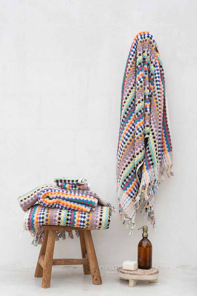 Colourful Pompom Turkish Cotton Bath Sheet Candy with tassels