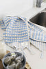 Pale blue Turkish cotton hand towel with white pompoms