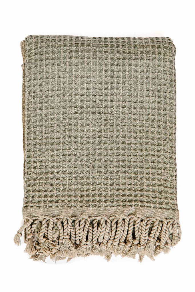 Waffle Turkish Towel - Khaki Green - Miss April Towels