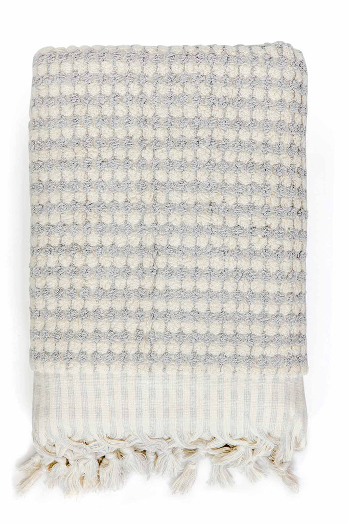 Pompom Turkish Cotton Bath Sheet - Pale Grey - Miss April Towels