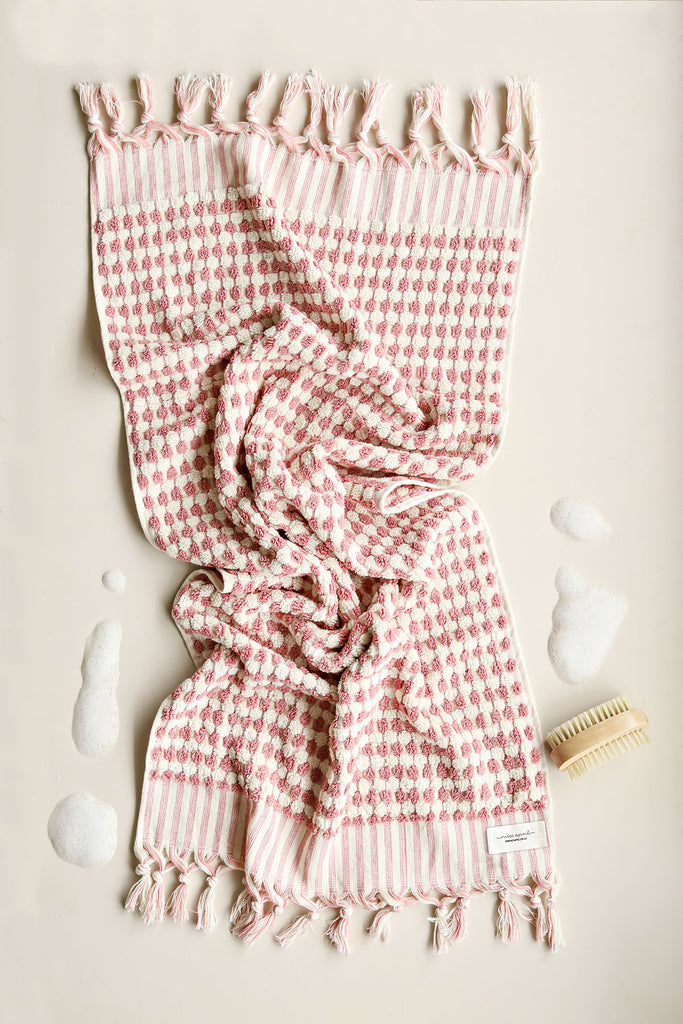 Pompom Turkish Cotton Hand Towel - Pink Clay - Miss April Towels