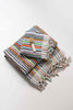 Multicolour vivid lines bathroom set with striped Turkish cotton towels and hand-tied tassels