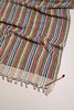Multicolour vivid lines Turkish cotton bathroom towel with hand-tied tassels