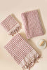 Pink Turkish cotton bathroom towel set with pompom details