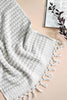 Pale grey pompom Turkish cotton bath sheet with tassels