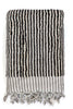 Black and white striped Turkish cotton bath sheet folded neatly
